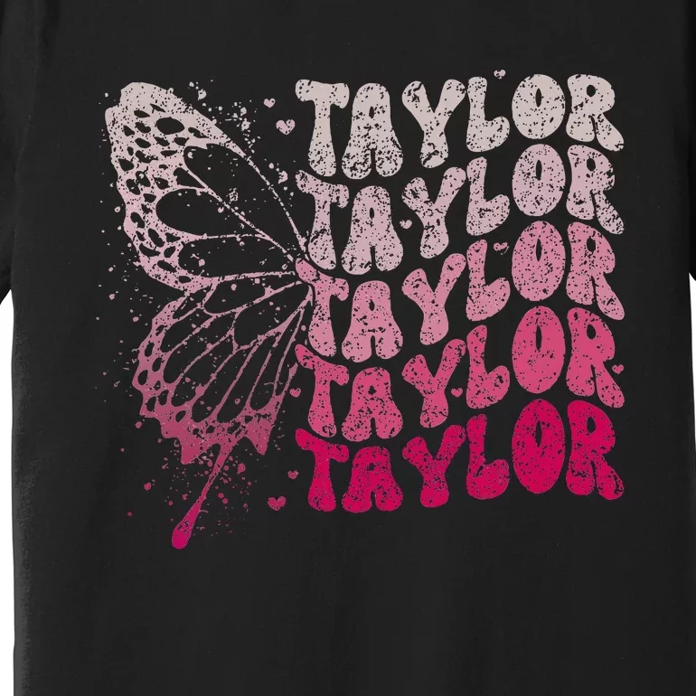 Girl Retro Taylor First Name Personalized Premium T-Shirt