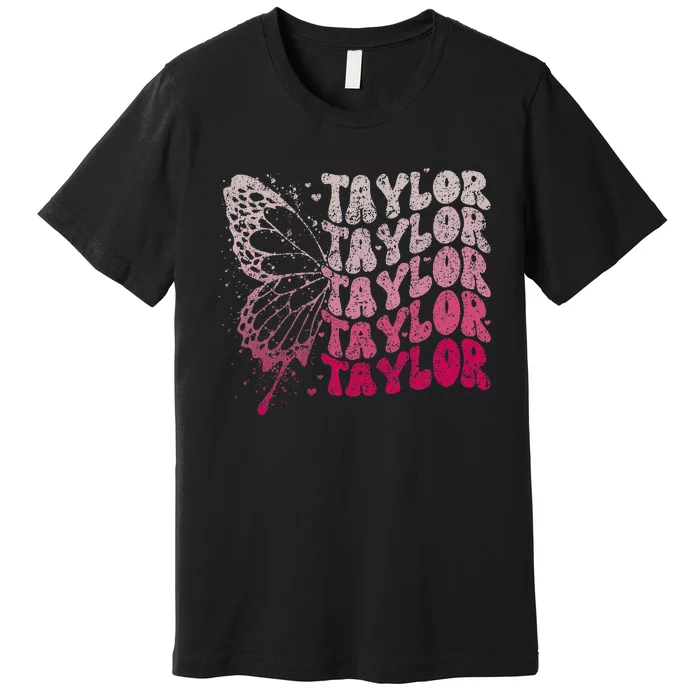 Girl Retro Taylor First Name Personalized Premium T-Shirt