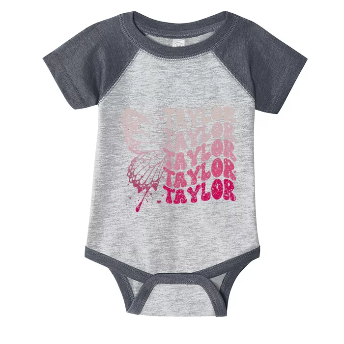 Girl Retro Taylor First Name Personalized Infant Baby Jersey Bodysuit