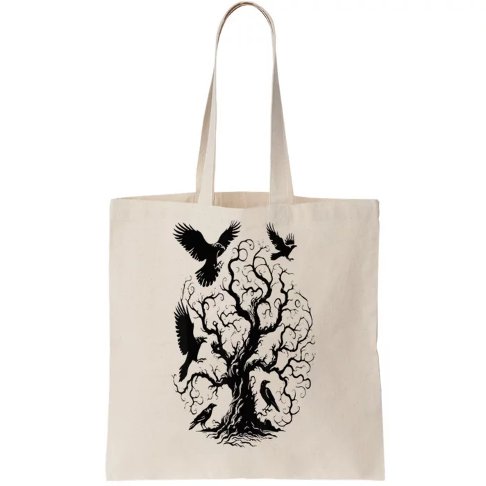 Gothic Raven Tree Tote Bag