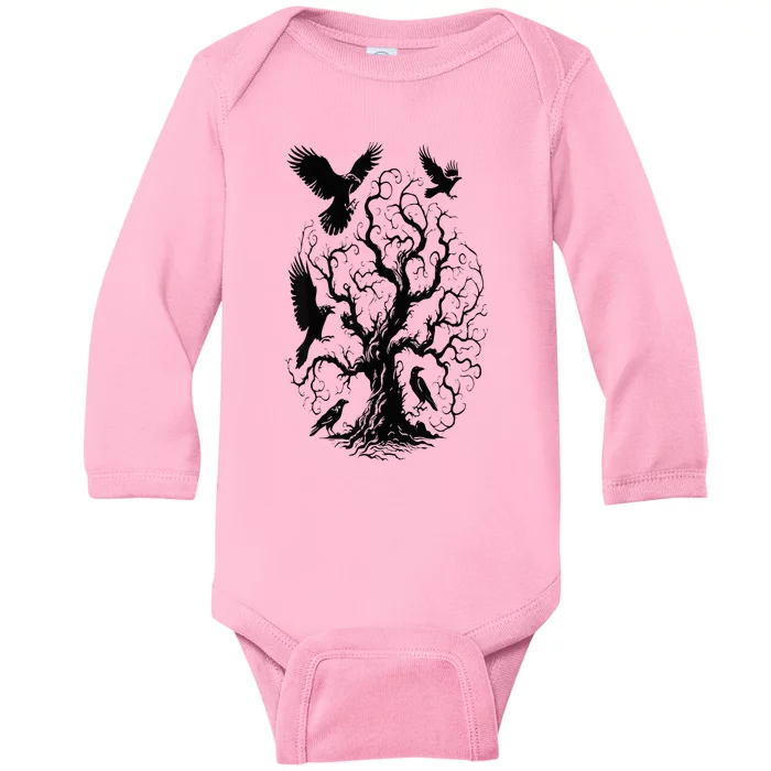 Gothic Raven Tree Baby Long Sleeve Bodysuit