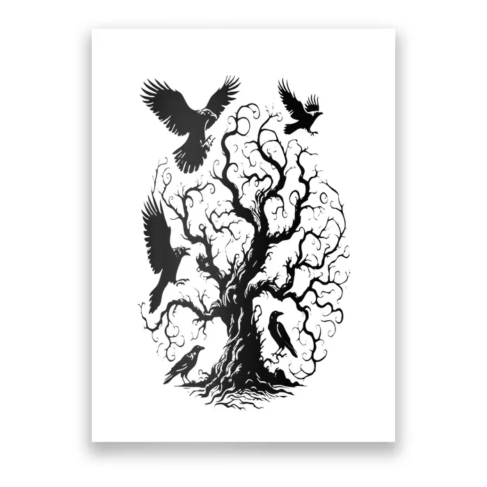 Gothic Raven Tree Poster