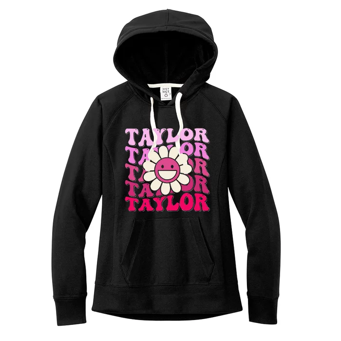 Girl Retro Taylor First Name Personalized Women's Fleece Hoodie