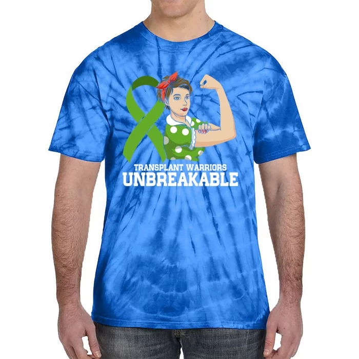 Green Ribbon Transplant Awareness Warrior Unbreakable Gift Tie-Dye T-Shirt