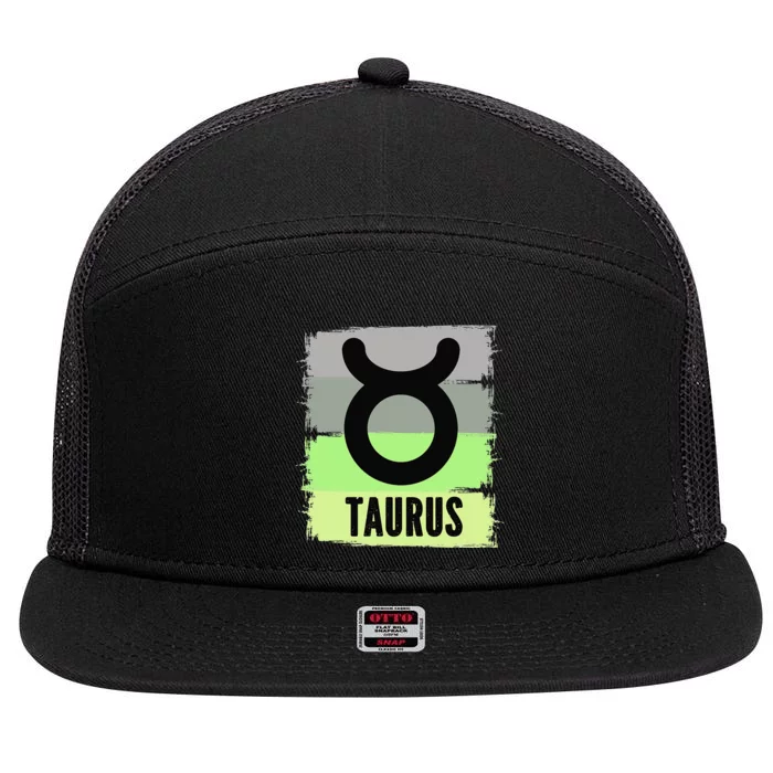 Green Retro Taurus Zodiac Birthday Born In May April Kings 7 Panel Mesh Trucker Snapback Hat