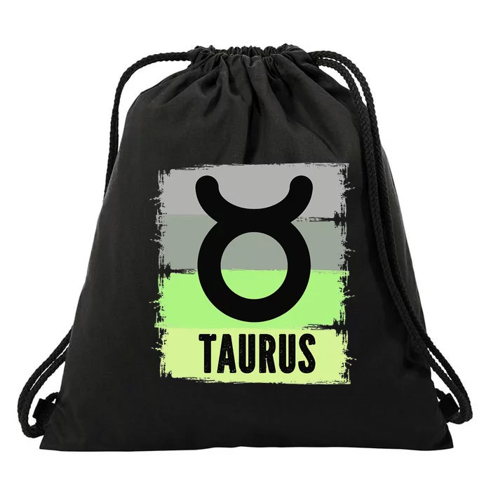 Green Retro Taurus Zodiac Birthday Born In May April Kings Drawstring Bag