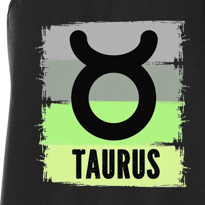 Green Retro Taurus Zodiac Birthday Born In May April Kings Women's Racerback Tank