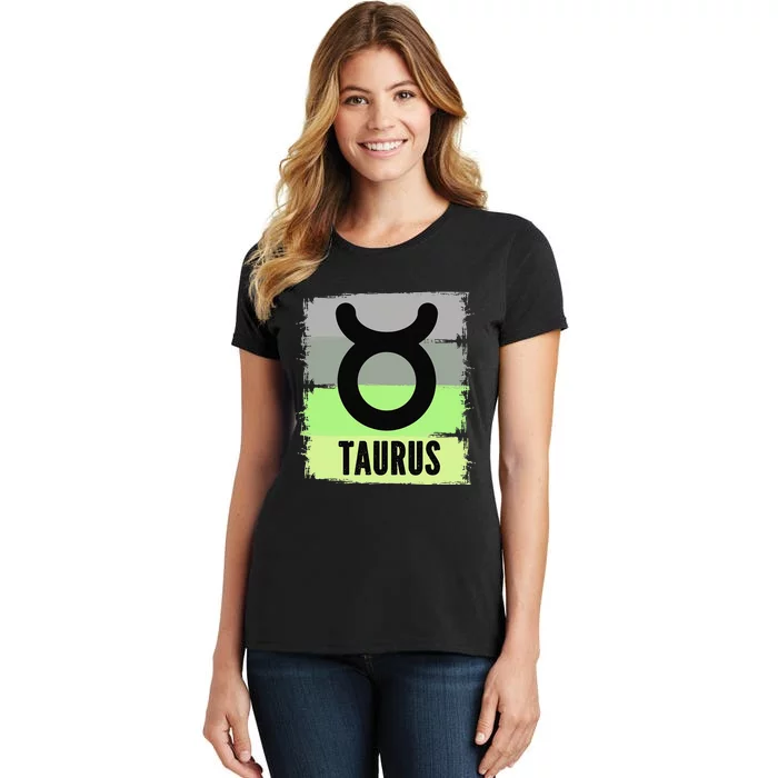 Green Retro Taurus Zodiac Birthday Born In May April Kings Women's T-Shirt