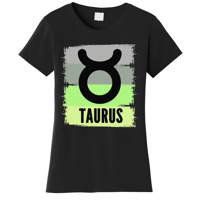 Green Retro Taurus Zodiac Birthday Born In May April Kings Women's T-Shirt