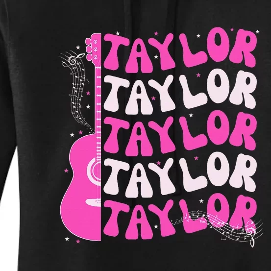 Girl Retro Taylor First Name Personalized Groovy Birthday Women's Pullover Hoodie