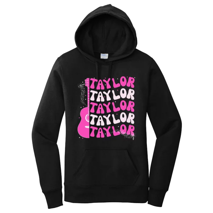 Girl Retro Taylor First Name Personalized Groovy Birthday Women's Pullover Hoodie