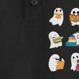 Ghost Reading Teacher Halloween Librarian Book Lover School Dry Zone Grid Performance Polo