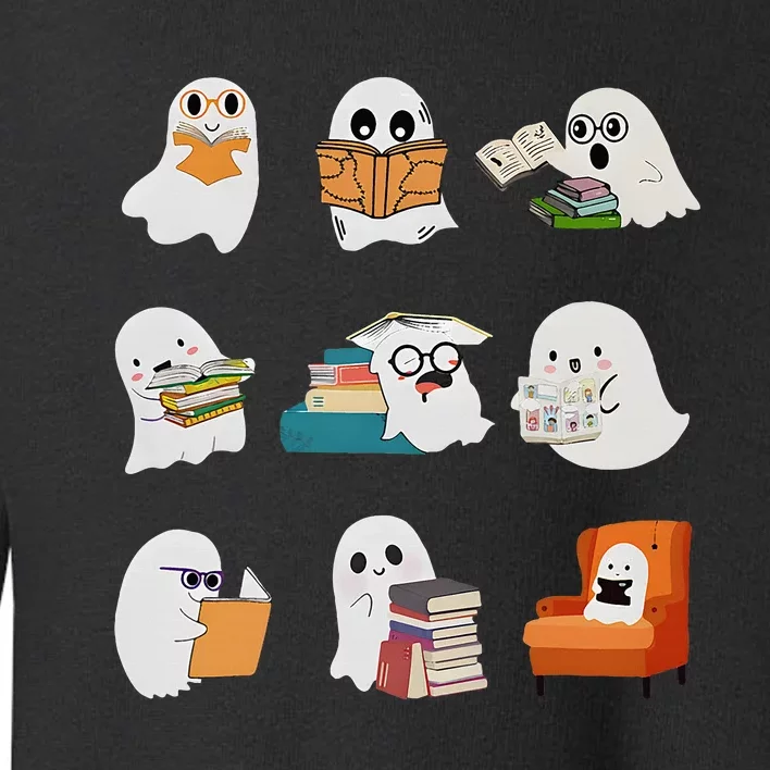 Ghost Reading Teacher Halloween Librarian Book Lover School Toddler Sweatshirt