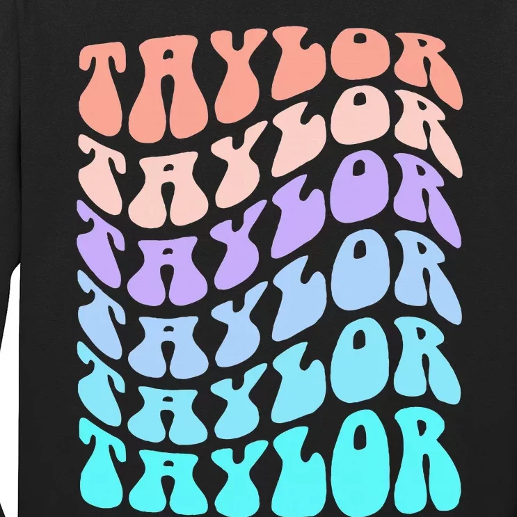 Girl Retro Taylor First Name Personalized Long Sleeve Shirt