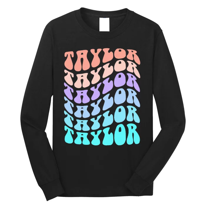 Girl Retro Taylor First Name Personalized Long Sleeve Shirt