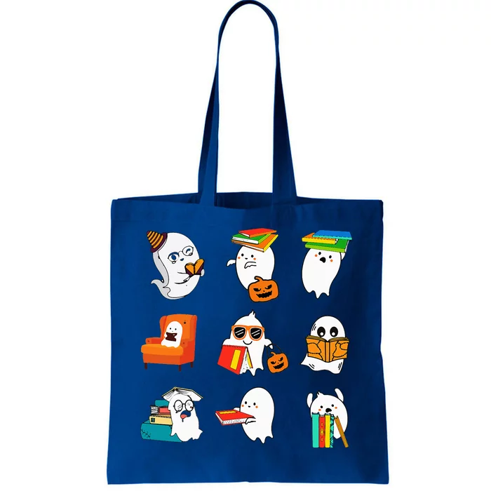 Ghost Reading Teacher Halloween Librarian Book Lover School Tote Bag