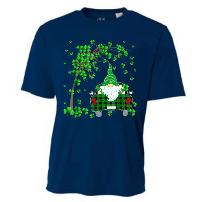 Gnome Riding Truck Happy Saint Patrick's Day Shamrock Tree Cooling Performance Crew T-Shirt