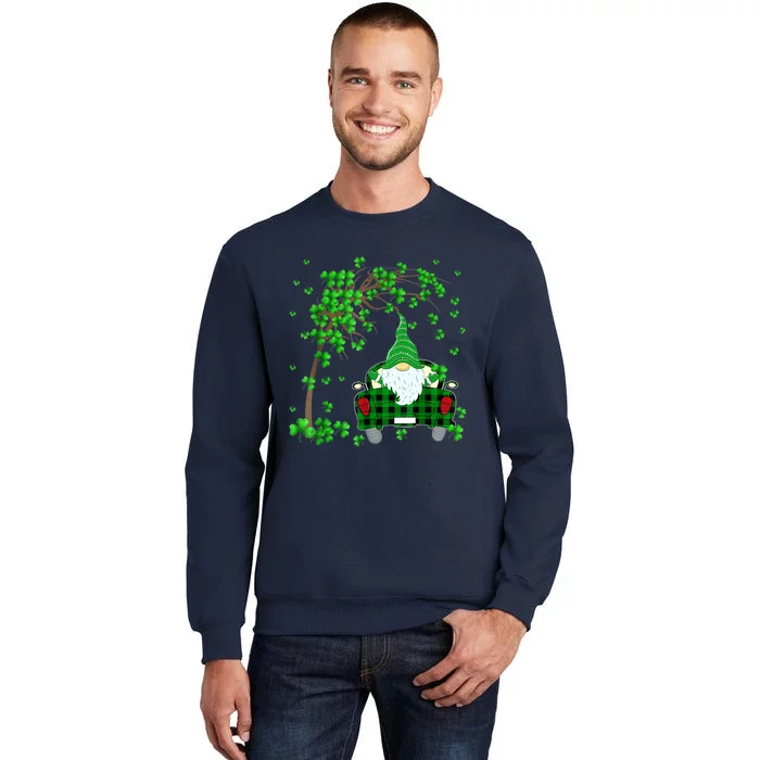 Gnome Riding Truck Happy Saint Patrick's Day Shamrock Tree Sweatshirt