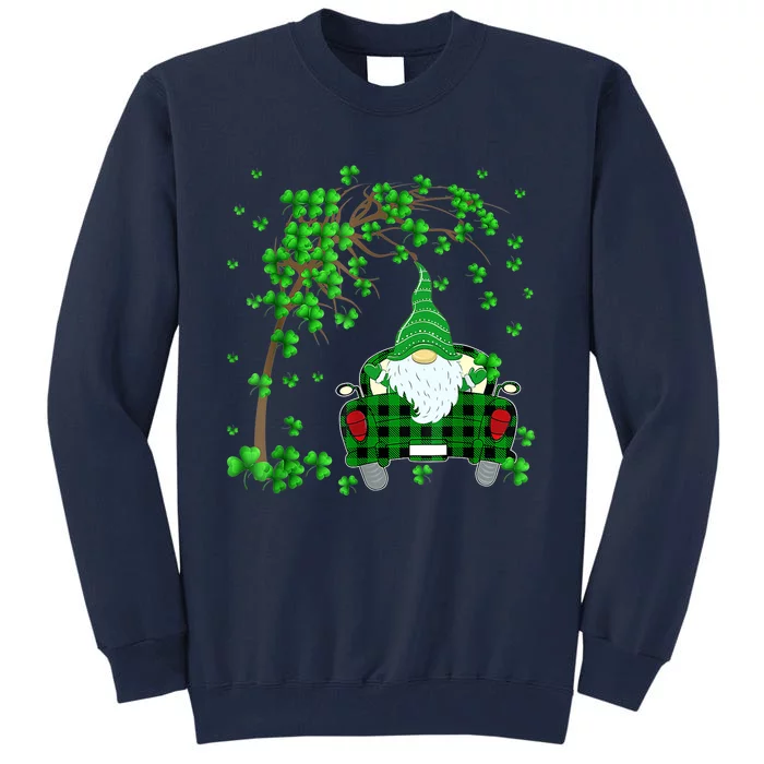 Gnome Riding Truck Happy Saint Patrick's Day Shamrock Tree Tall Sweatshirt