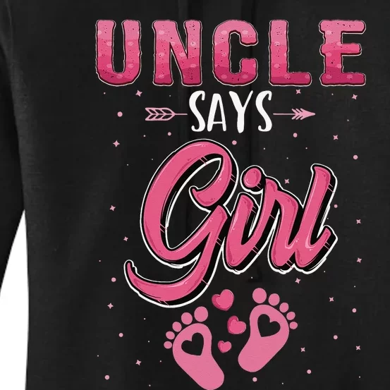 Gender reveal Uncle says baby matching family set Women's Pullover Hoodie