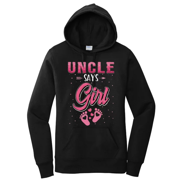 Gender reveal Uncle says baby matching family set Women's Pullover Hoodie