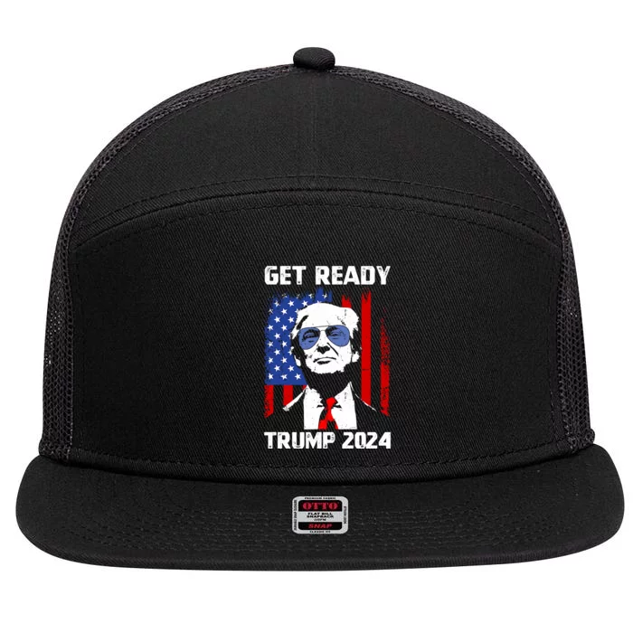 Get Ready: USA Donald Trump 2024 Presidential Election 7 Panel Mesh Trucker Snapback Hat