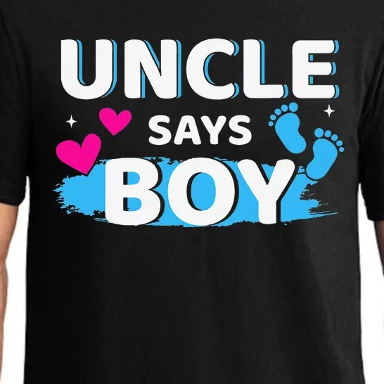 Gender reveal uncle says matching family baby party Pajama Set