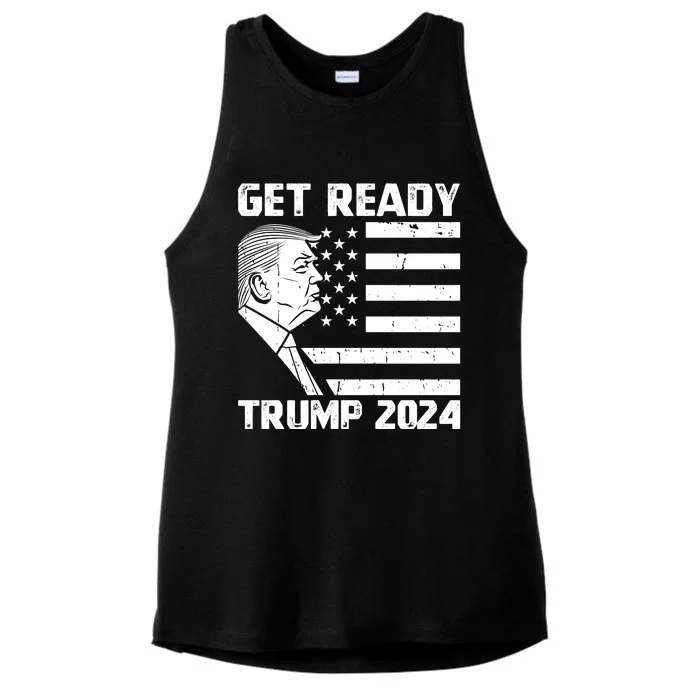 Get Ready: USA Donald Trump 2024 Presidential Election Ladies Tri-Blend Wicking Tank