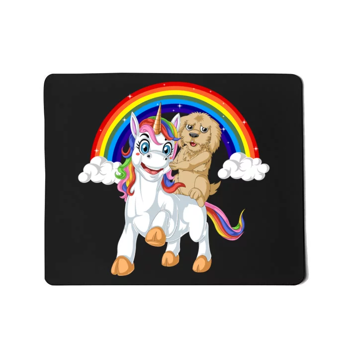 Goldendoodle Riding Unicorn Mousepad