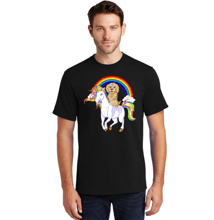 Goldendoodle Riding Unicorn Tall T-Shirt