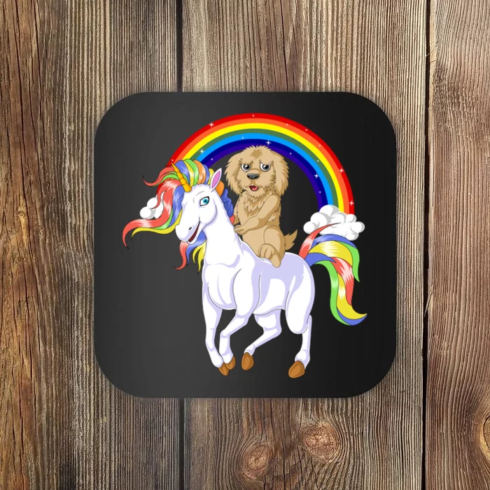 Goldendoodle Riding Unicorn Coaster