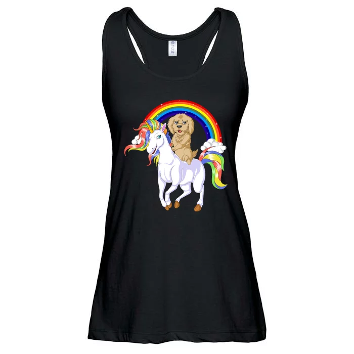 Goldendoodle Riding Unicorn Ladies Essential Flowy Tank