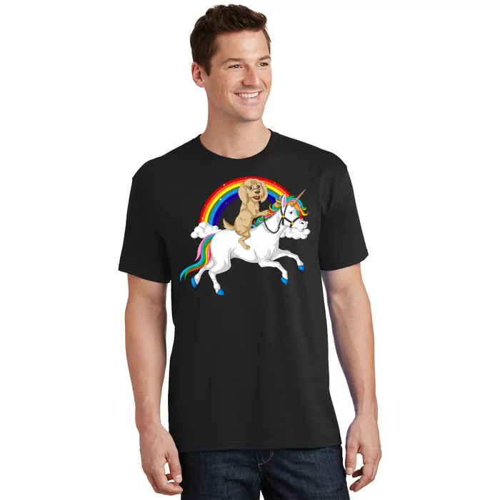 Goldendoodle Riding Unicorn T-Shirt