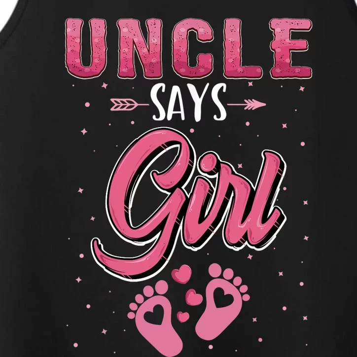 Gender Reveal Uncle Says Girl Baby Matching Family Set Performance Tank