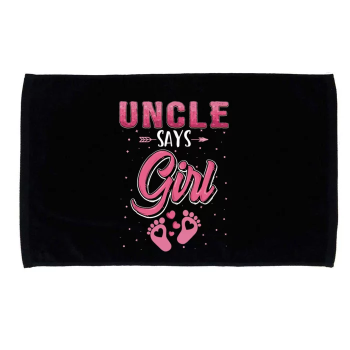 Gender Reveal Uncle Says Girl Baby Matching Family Set Microfiber Hand Towel