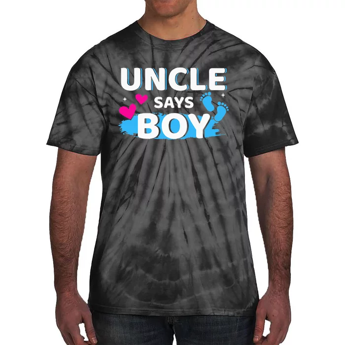 Gender reveal uncle says matching family baby party Tie-Dye T-Shirt