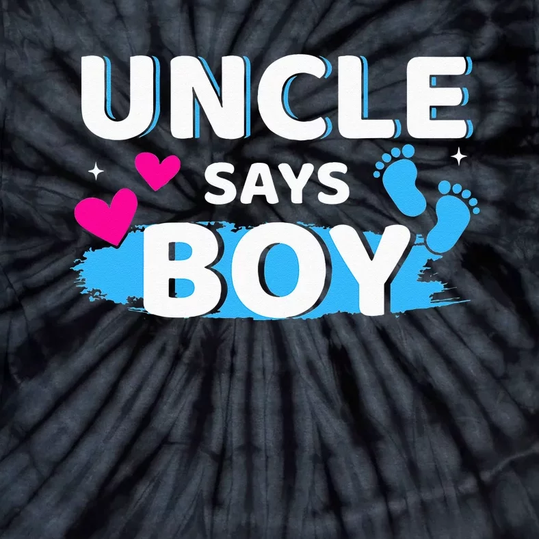 Gender reveal uncle says matching family baby party Tie-Dye T-Shirt