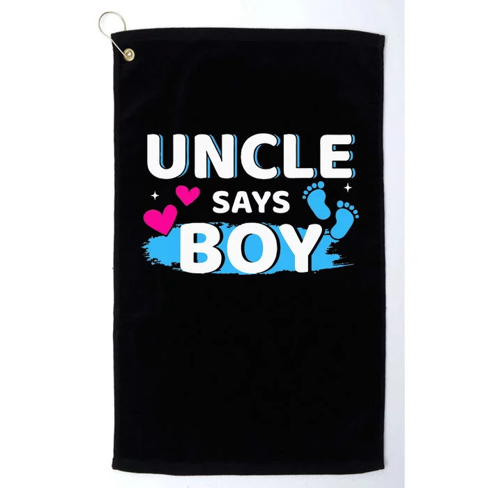 Gender reveal uncle says matching family baby party Platinum Collection Golf Towel