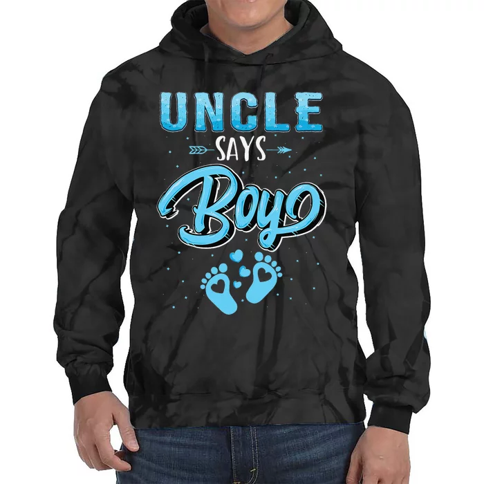 Gender reveal Uncle says baby matching family set Tie Dye Hoodie