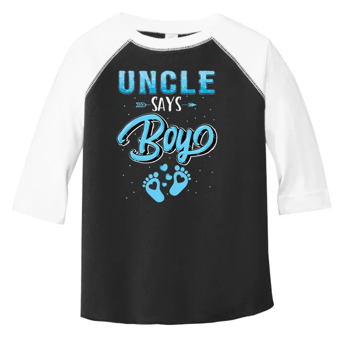 Gender reveal Uncle says baby matching family set Toddler Fine Jersey T-Shirt