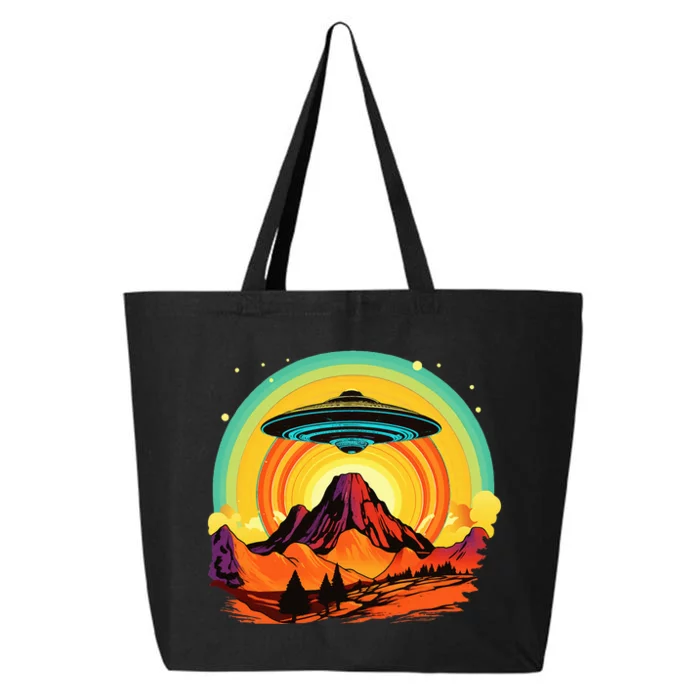 Groovy Retro UFO Alien Encounter Over Red Rock Formations 25L Jumbo Tote