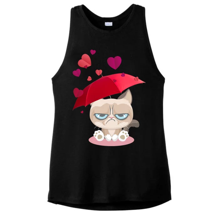 Grump Cat Valentines Day Ladies Tri-Blend Wicking Tank