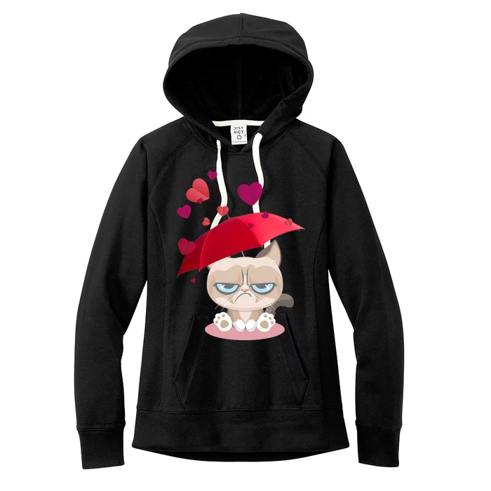 Grump Cat Valentines Day Women's Fleece Hoodie