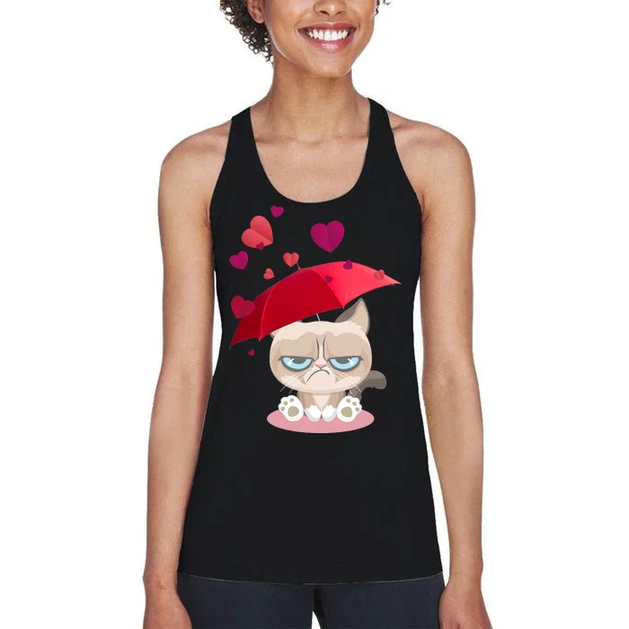 Grump Cat Valentines Day Women's Racerback Tank