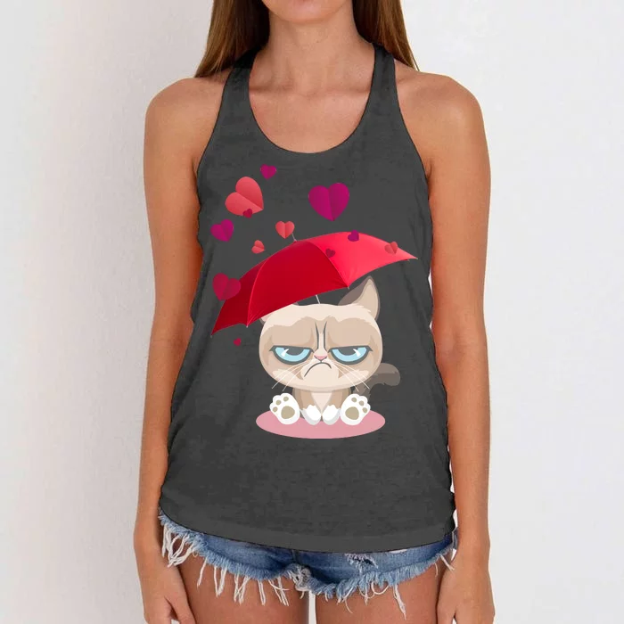 Grump Cat Valentines Day Women's Knotted Racerback Tank