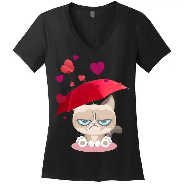 Grump Cat Valentines Day Women's V-Neck T-Shirt