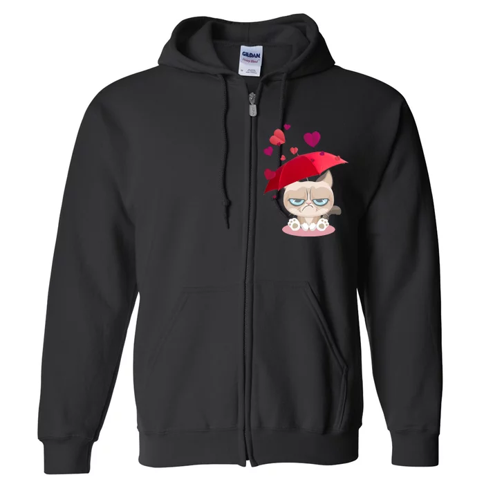 Grump Cat Valentines Day Full Zip Hoodie