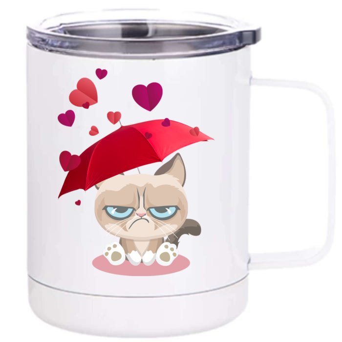 Grump Cat Valentines Day Front & Back 12oz Stainless Steel Tumbler Cup