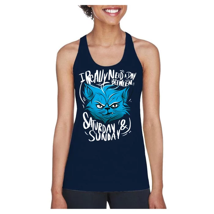 Grumpy Cat Weekend Funny Women's Racerback Tank