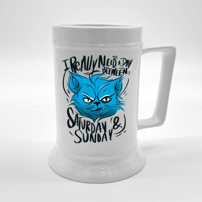 Grumpy Cat Weekend Funny Front & Back Beer Stein